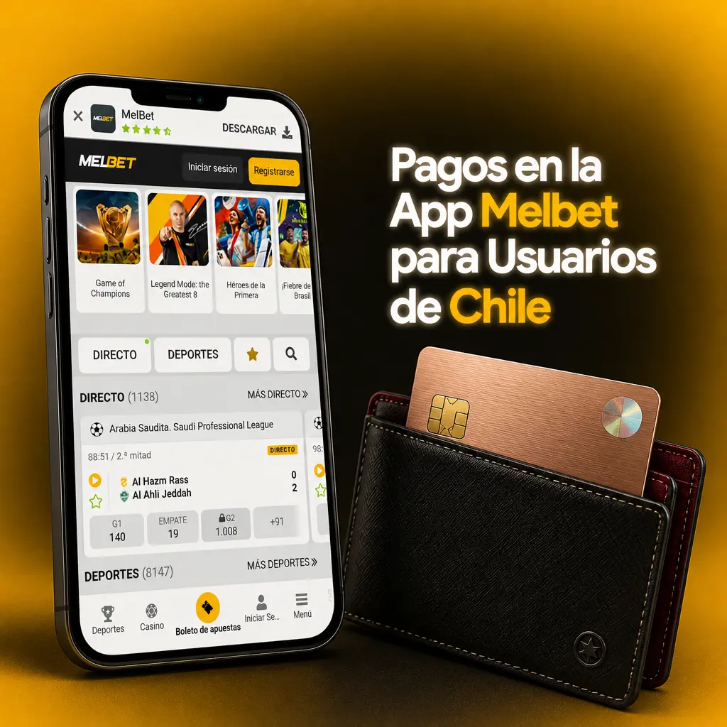 Métodos de pago en la app Melbet Chile